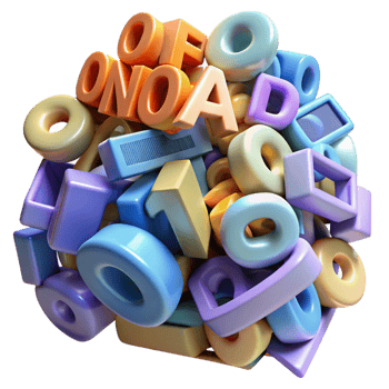 serene creative A Chaotic Jumble of Letters and Numbers premium png