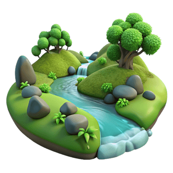 beautiful vintage A Babbling Brook Flowing Through a Mossy premium png
