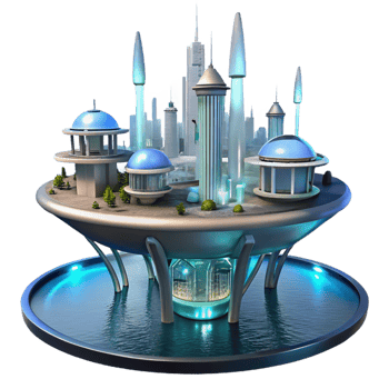 impressive vintage A Futuristic City Built on Stilts Above W professional png