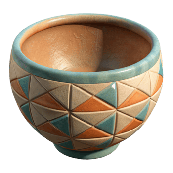 impressive creative Handpainted Ceramic Bowl Geometric Design Isolated Element premium png