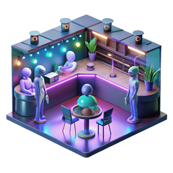 vibrant traditional Futuristic Alien Bar Scene genuine png
