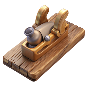 beautiful rustic Hand Plane on Wooden Plank Isolated Element exclusive png