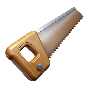stunning artistic Hand Saw with Wooden Handle Angled View Cutout authentic png
