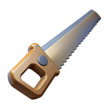 serene artistic Hand Saw with Wooden Handle Angled View Cutout detailed png