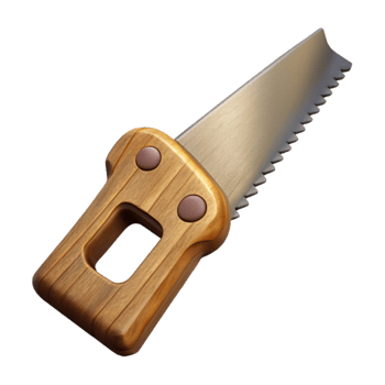 impressive creative Hand Saw with Wooden Handle Angled View Cutout png