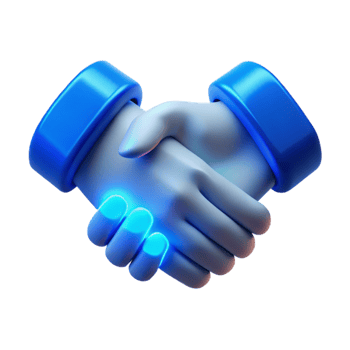 vibrant classic Handshake Icon with Blue Glow Transparent high quality png