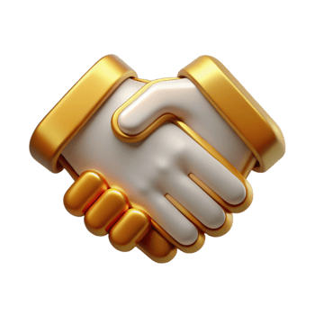 impressive minimalist Handshake Icon with Gold Outline Cutout Element detailed png
