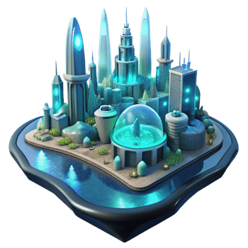 wonderful artistic A Futuristic City Built on the Ocean Flo detailed png