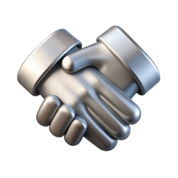 beautiful creative Handshake Icon with Silver Finish Cutout Element premium png