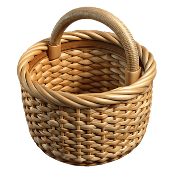 serene artistic Handwoven Basket Top View Cutout Isolated high resolution png