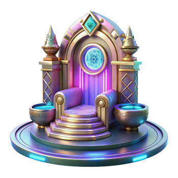 elegant minimalist A Futuristic Throne Room with Holograp genuine png