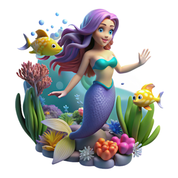 elegant vintage A Mermaid Swimming in a Coral R exclusive png