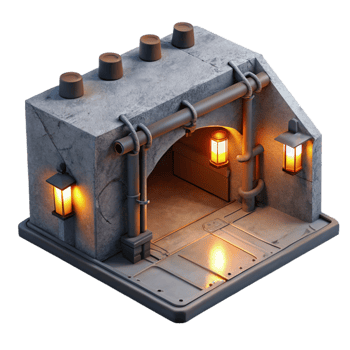 elegant minimalist Underground Bunker Concrete Walls and Fl exclusive png