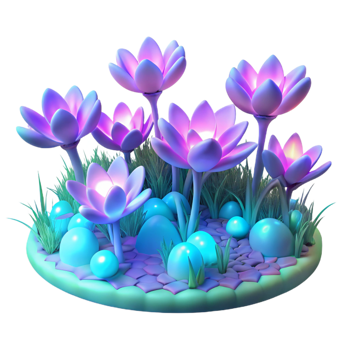 impressive modern A Field of Blooming Bioluminescent Flower exclusive png
