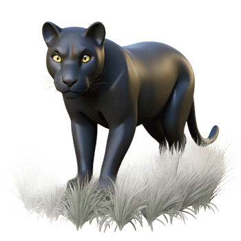 dramatic contemporary A Sleek Black Panther Stalking Through Tall high resolution png