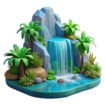 extraordinary minimalist A Cascading Waterfall Surrounded by Lush exclusive png