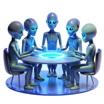 vibrant modern A Group of Alien Diplomats with Iridescen high quality png