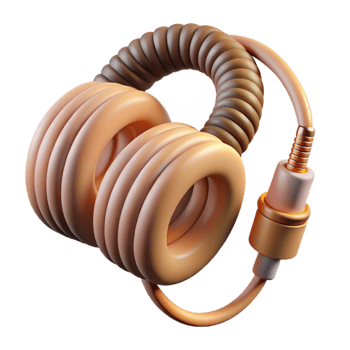 serene vintage Headphone Cable Coiled Design Transparent Background Cutout genuine png