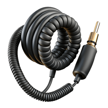 extraordinary abstract Headphone Cable Coiled Shape Black Color Transparent Background original png