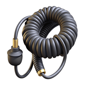 elegant classic Headphone Cable Coiled Shape Black Color Transparent Background genuine png