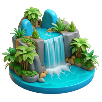 stunning classic A Cascading Waterfall Plunging Into a Tur high quality png