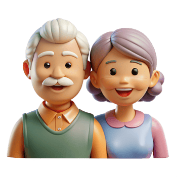 serene traditional Healthy Aging Icon with Elderly Couple Isolated Element genuine png