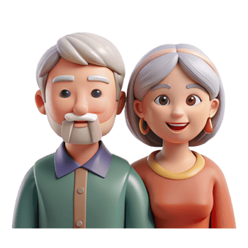 stunning traditional Healthy Aging Icon with Elderly Couple Isolated Element premium png