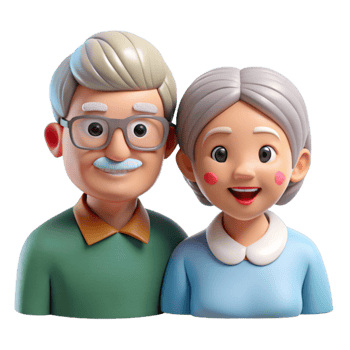 serene contemporary Healthy Aging Icon with Elderly Couple Isolated Element genuine png