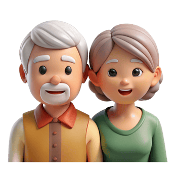 elegant abstract Healthy Aging Icon with Elderly Couple Isolated Element high quality png