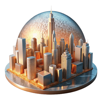 magnificent minimalist Heatwave City Skyline Shimmering Transparent Background premium png