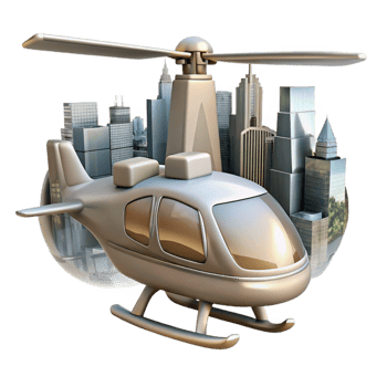 vibrant vintage Helicopter Over City Skyline Transparent detailed png
