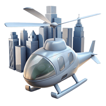 dramatic minimalist Helicopter Over City Skyline Transparent authentic png