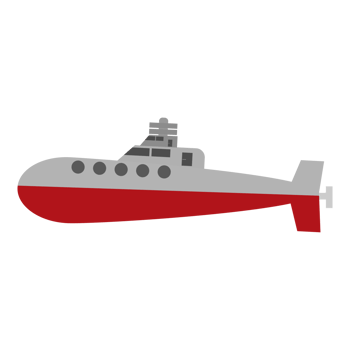 submarine icon, flat style, isolated on transparent background png