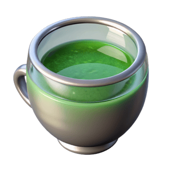 beautiful abstract Herbal Tea Cup Green Liquid Transparent Background exclusive png