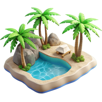 serene rustic Hidden Beach Palm Trees Ocean View Transparent Background authentic png