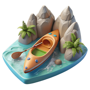 beautiful contemporary Hidden Cove Kayak Paddling Transparent Background high resolution png