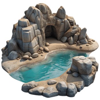 elegant rustic Hidden Cove Rocky Shore Transparent Background exclusive png