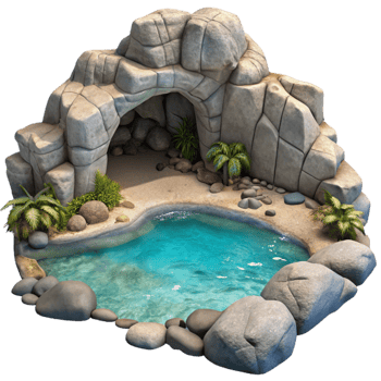 serene traditional Hidden Cove Rocky Shore Transparent Background exclusive png