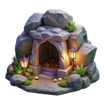 magnificent rustic Hidden Grotto Dimly Lit Cutout high quality png