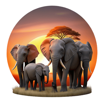 wonderful creative African Elephant Herd Silhouette original png