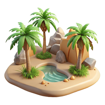 impressive minimalist Hidden Oasis Palm Trees Transparent Background exclusive png