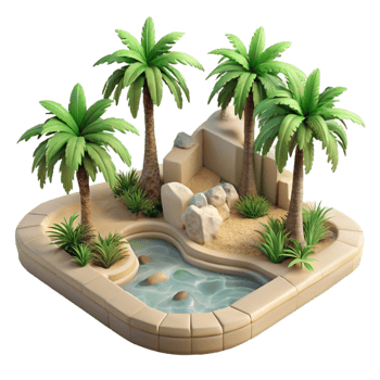 dramatic artistic Hidden Oasis Palm Trees Transparent Background genuine png
