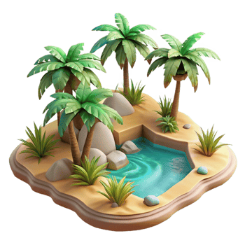 serene traditional Hidden Oasis Palm Trees Transparent Background genuine png