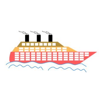 a cartoon cruise ship on a transparent background png