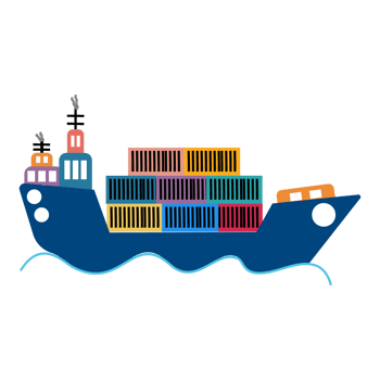 a cargo ship with containers png