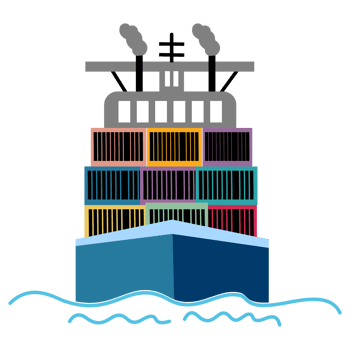 a cargo ship with containers on it png