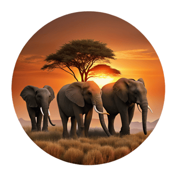vibrant modern African Elephant Herd Silhouette original png