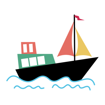 a cartoon boat with a sail on it png