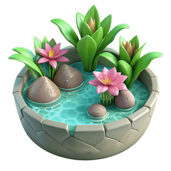 extraordinary vintage Hidden Spring Water Plants Floating Isolated original png