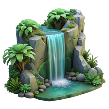 stunning classic Hidden Waterfall Lush Greenery Cutout professional png